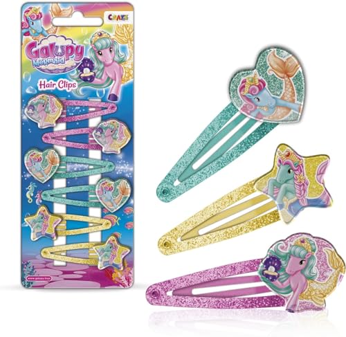 CRAZE HAIR Clips Galupy Mermaid - 6x Haarspangen Mädchen, Einhorn Haarschmuck für Kinder, Haarspangen Mädchen glitzer mit Meerjungfrauen-Motiv von CRAZE