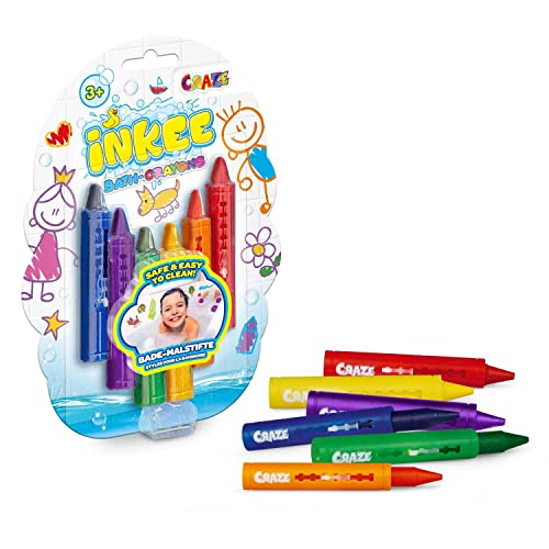 INKEE Bath Crayons | Badewannenstifte für Kinder 6 Stück - Badestifte für Kinder Badewanne, für Keramikoberflächen, leicht zu reinigen, 6 Farben von INKEE