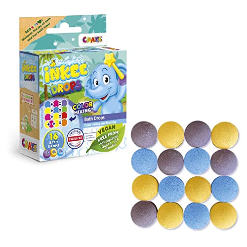CRAZE INKEE Bath Drops - Badetabletten zum Farben Lernen, Badefarben für Kinder Badewanne - Badekugeln Kinder in Magenta, Gelb und Blau 43943, 1 Stück (1er Pack) von INKEE