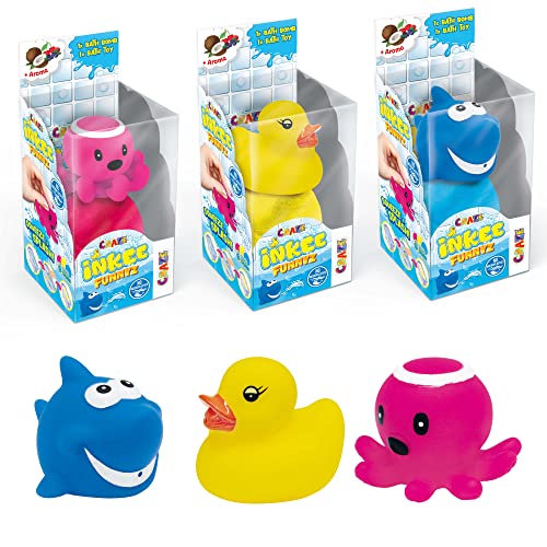 INKEE Funnyz 3er Set Duftende Badebomben Kinder Mit Baby Spielzeug, Badekugeln Kinder Mit Überraschung, Badewannenspielzeug Gummy-Wassertier von INKEE