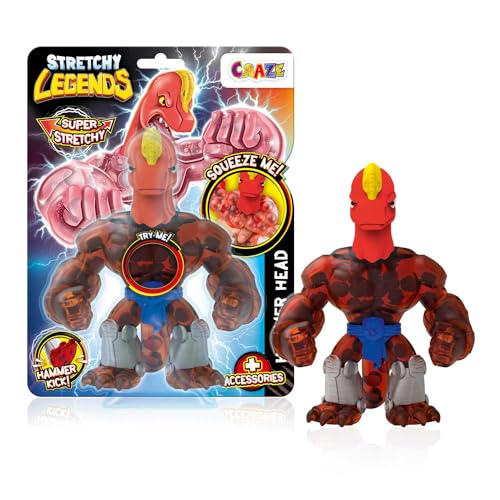 CRAZE Legends Stretchy Hammer Head - Elastische Actionfiguren für Kinder, Dehnbare Superhelden Figuren zu Sammeln mit Schleimfüllung von CRAZE