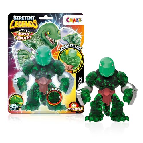 STRETCHY LEGENDS Megarex - Elastische Actionfiguren für Kinder, Dehnbare Superhelden Figuren zu Sammeln mit Schleimfüllung von STRETCHY LEGENDS