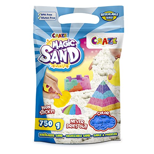 CRAZE MAGIC SAND | BLAU Indoor Sand Refill-Pack 750g , Nachfüllpack bunter magischer Sand , Knetsand für Bastelset Kinder von CRAZE