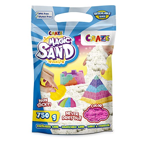 CRAZE MAGIC SAND | PINK Sand Refill-Pack 750g , Nachfüllpack bunter magischer Sand Knetsand für Bastelset Kinder , BPA-und glutenfrei von CRAZE