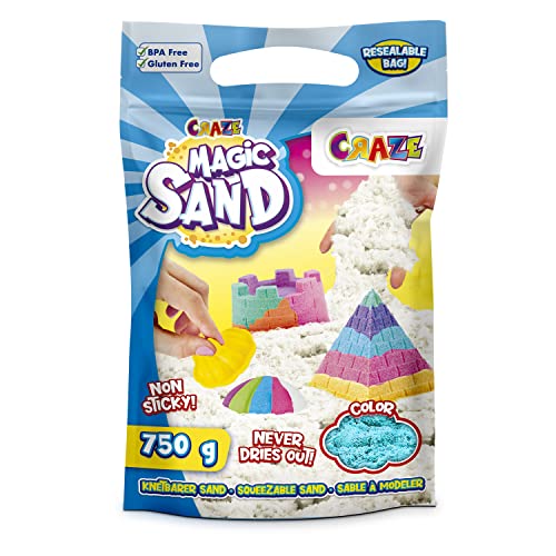 CRAZE MAGIC SAND | TÜRKIS Magischer Sand Refill-Pack , 750g Nachfüllpack bunter Sand - Knetsand für Bastelset BPA-und glutenfrei von CRAZE