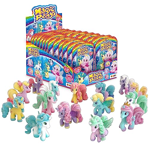 Craze Magic PONYS Komplettes Verkaufsdisplay | 24 Ponys Figuren, Wunderschöne Ponys Spielzeug Komplette Sammlung, mit Tattoos & Zubehör von CRAZE