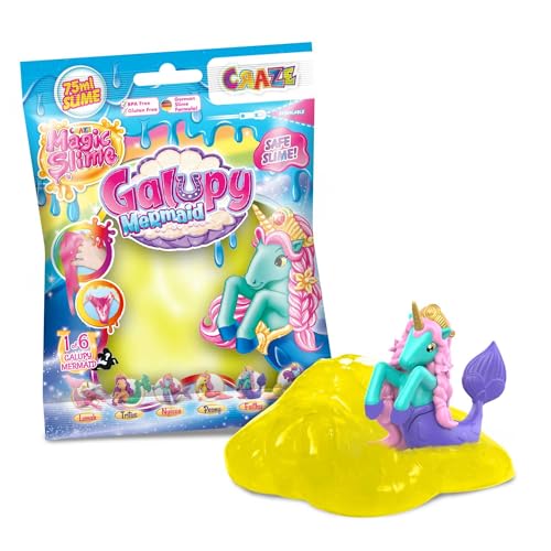 CRAZE Magic Slime Bag GALUPY Mermaid | Schleim Kinder im Beutel 75ml Slime Set mit Galupy Mermaid Einhorn Figur Überraschung, geruchsneutral, rückstandsfrei von CRAZE