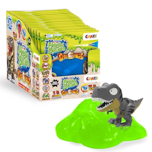 CRAZE Magic Slime Bag Surprise Dino 18er Pack | Schleim Kinder im Beutel 18x 75ml mit Dinosaurierfigur im Inneren, Slime Set mit Überraschung, geruchsneutral, rückstandsfrei von CRAZE