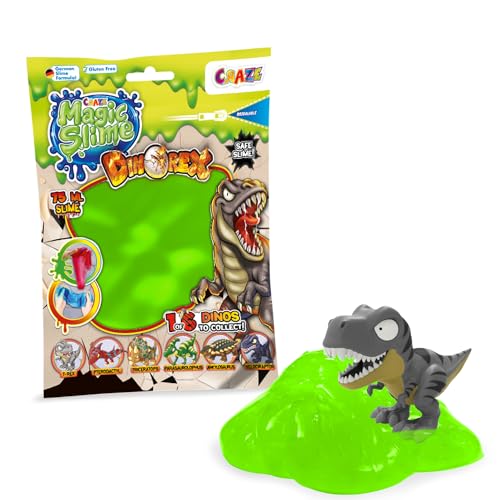 CRAZE Magic Slime Bag Surprise Dino | 75ml Schleim für Kinder im Beutel mit Dinosaurier Figur im Inneren, Slime Set mit Überraschung, geruchsneutral, rückstandsfrei von CRAZE