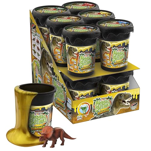 CRAZE Magic Slime DINOREX 12er Multipack | Schleim Kinder in 12x 110 ml Dosen mit Dinosaurier Spielzeug - Slime Set mit Überraschung, Kinderschleim sicher & rückstandsfrei von CRAZE