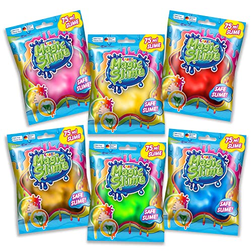 CRAZE Magic Slime FOILBAG | Schleim Kinder 6er Set - Slime Kit im 6X 75 ml Beutel, Kinderschleim sicher & rückstandsfrei, 6 Farben von CRAZE