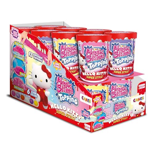 CRAZE Magic Slime Topping Hello Kitty - 16er Set Schleim Kinder in 16x 70 ml Dose mit Glitter & verschiedenen Toppings - Slime Set sicher & rückstandsfrei von CRAZE