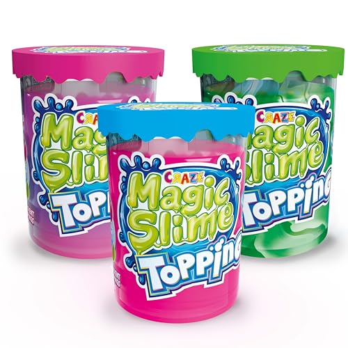 CRAZE Magic Slime Topping Magic - 3er Set Schleim Kinder in 3X 70 ml Dose mit Glitter & verschiedenen Toppings - Slime Set sicher & rückstandsfrei, Neon Grün, Türkis, Lila CRAZE Magic Slime Topping Magic - 3er Set Schleim Kinder in 3X 70 ml Dose mit Glitter & verschiedenen Toppings - Slime Set sicher & rückstandsfrei, Neon Grün, Türkis, Lila von CRAZE