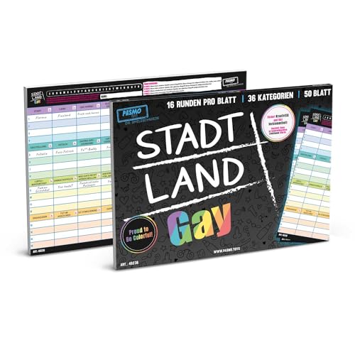 Pasmo - Stadt Land Gay A4 Gesellschaftsspiel Sonderedition Partyspiel mit lustigen Kategorien, Partyspaß für Erwachsene Pasmo - Stadt Land Gay A4 Gesellschaftsspiel Sonderedition Partyspiel mit lustigen Kategorien, Partyspaß für Erwachsene von Pasmo