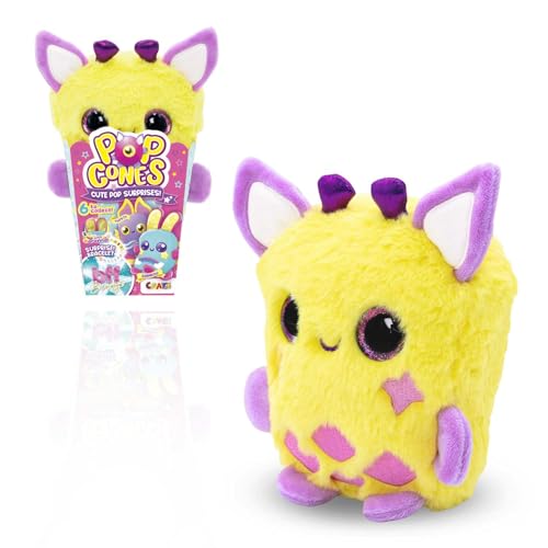 CRAZE Plush Pop Cones Cotton – Kuscheltier mit Bananen-Duft & BFF-Armband – Plüschtier für Kinder in Geschenkbox – Süßer Duftfreund ab 3 Jahren von CRAZE