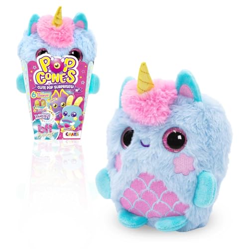 CRAZE Plush Pop Cones Sugar – Popcorn-Duft Plüschfigur für Kinder – Kuscheltier mit BFF-Armband in Popcorn-Verpackung – Kawai Geschenkidee ab 3 Jahren von CRAZE