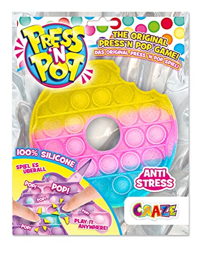 CRAZE PressNPop Press N POP Girly Donut Fidget Toy sensorisches Anti Stress Spielzeug für Kinder Erwachsene Bubble Set Bunte Motive 37096, wunderschöne Farbkombinationen von CRAZE