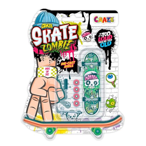 CRAZE Skate Fingerboard Set – Zombies Edition | 4er Pack Mini-Skateboards mit Druckguss-Achsen & Zubehör | Finger Skateboard für Kinder & Sammler | Skate-Spielzeug ab 6 Jahren von CRAZE
