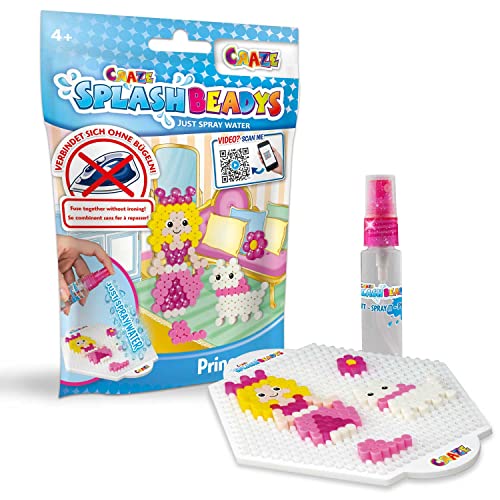 Craze Splash BEADYS Steckperlen Prinzessin Bügelperlen Glitzer ohne Bügeln Princess Foilbag Starter Pack Wasserperlen Bastelset Kinder Bügelperlen 5mm Bastelperlen 26069, Klein von CRAZE