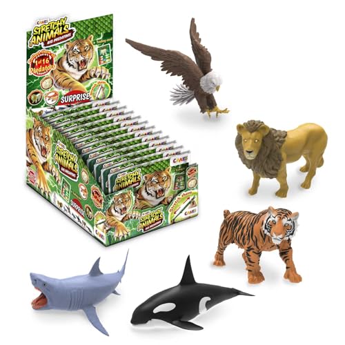 CRAZE Stretchy Animals Big Predators Komplette Sammlung - 12x Superdehnbare Tierfiguren, Raubtiere zum Sammeln mit elastischer Haut und spezieller Füllung von CRAZE