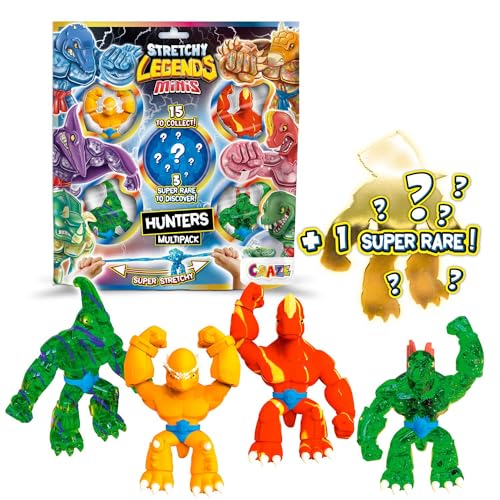 STRETCHY LEGENDS Minis Multipack Hunters - 5X Elastische Actionfiguren für Kinder, Klebrige & Dehnbare Superhelden Figuren zu Sammeln von STRETCHY LEGENDS