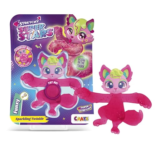 STRETCHY SUPERSTARS Funxy - Glibberige & Dehnbare Sammelfiguren mit Schleimfüllung, 6 Verschiedene Charaktere zum Sammeln von STRETCHY SUPERSTARS