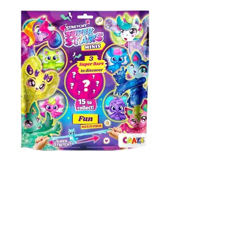 CRAZE Superstars Minis Multipack Fun - 5er Pack Elastische Actionfiguren für Kinder, Klebrige & Dehnbare Superhelden Figuren zu Sammeln von CRAZE