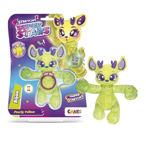 CRAZE Superstars Stretchy Bijou - Glibberige & Dehnbare Sammelfiguren mit Schleimfüllung, 6 Verschiedene Charaktere zum Sammeln von CRAZE