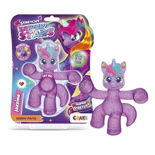 CRAZE Superstars Stretchy Jazzine - Glibberige & Dehnbare Sammelfiguren mit Schleimfüllung, 6 Verschiedene Charaktere zum Sammeln von CRAZE