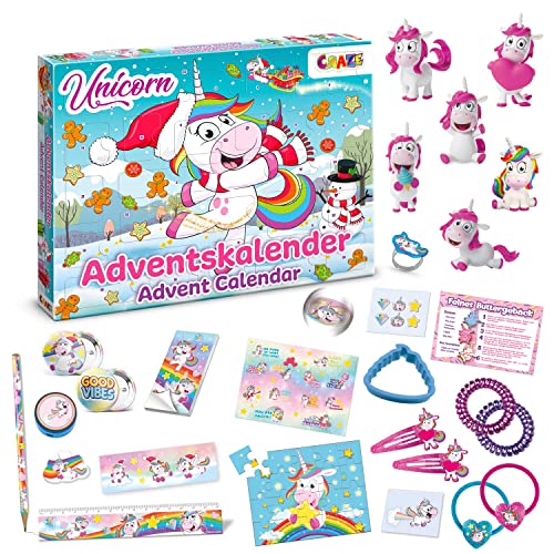 CRAZE UNICORN - Einhorn Adventskalender Kinder, Spielzeug Weihnachtskalender für Mädchen mit Einhorn Spielzeug & Zubehör von CRAZE