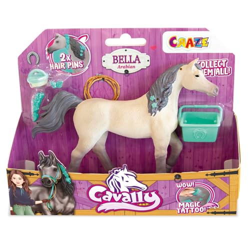 Cavally Box Set Bella - Pferde Spielzeug zum Sammeln , realistische Pferdefigur mit Zubehör & Spezialeffekten , Araber-Pferd Spielzeug Mädchen von CRAZE