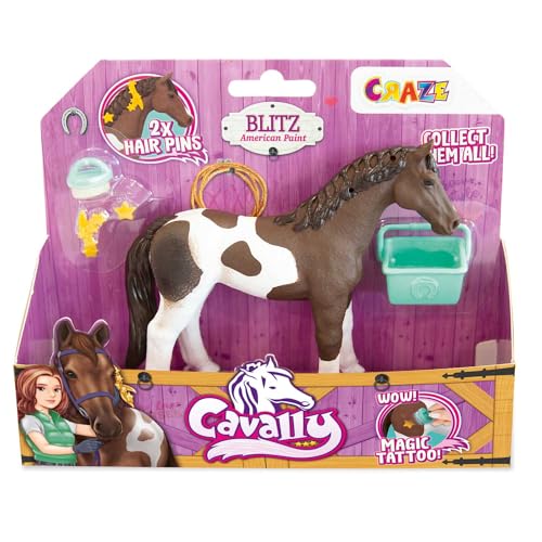 Cavally Box Set Blitz - Pferde Spielzeug zum Sammeln, realistische Pferdefigur mit Zubehör & Spezialeffekten, Pferd Spielzeug Mädchen von CRAZE