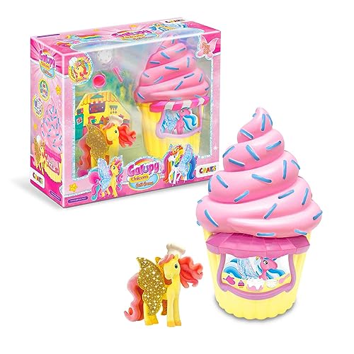 GALUPY Unicorn Cafe-Crema - Einhorn Spielzeug Spielset mit Einhorn Figur und Zubehör , Ponyfigur mit Kochmütze , Pferdefiguren zum Sammeln von Galupy