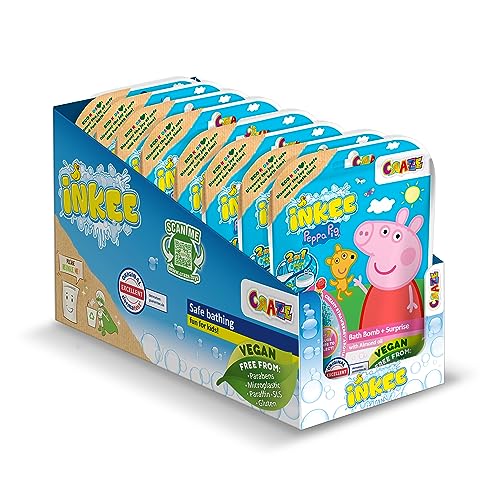 Craze INKEE SURPRISE | 8er Set Peppa Pig Badekugeln Kinder mit Überraschung, Peppa Wutz Spielzeug für die Badewanne, mit Erdbeer-Duft & Schaumstoff-Effekt von INKEE