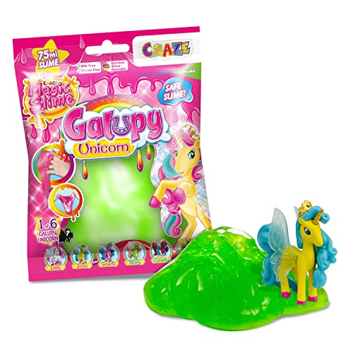 CRAZE Magic Slime FOILBAG | Schleim Kinder im Beutel 75ml Slime Set mit Glitzer & Galupy Unicorn Einhorn Figur Überraschung, geruchsneutral, rückstandsfrei von CRAZE