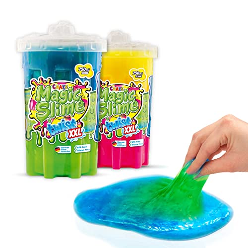 Craze Magic Slime Twist XXL |2er Set Schleim Kinder in Neonfarben Farbmischungen - Slime Kit XXL 2X 750 ml - Kinderschleim sicher & geruchsneutral von CRAZE