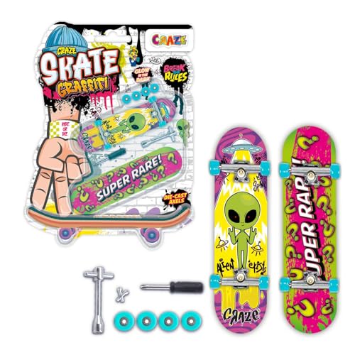 Craze Skate Fingerboard Set 2er Pack – Leuchtende Mini-Skateboards mit Zubehör für Kinder & Fingerboard-Fans – Mini Fingerboards für Tricks & Stunts von CRAZE