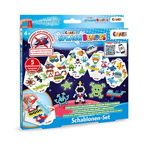 Craze Splash BEADYS Boys Steckperlen Schablonen 5er Set Bügleperlen Schablonen ohne Bügeln Kinder Bastelset Verschiedene Motive Wasserperlen Zubehör 11065, Klein von CRAZE