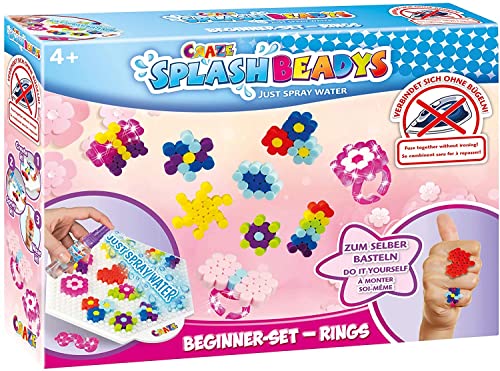 Craze Splash BEADYS Steckperlen Beginner-Set DIY Kinderschmuck mit Wasserperlen für Kinder Bastelset Kinder Bügelperlen Set ohne Bügeln Ringe selber Machen 17852, Klein von CRAZE