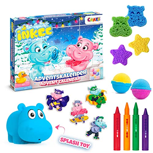 INKEE Badespaß Adventskalender Kinder - Weihnachtskalender mit Badekugel, Badekosmetik kreativer Spielzeug Kalender für Kinder von CRAZE