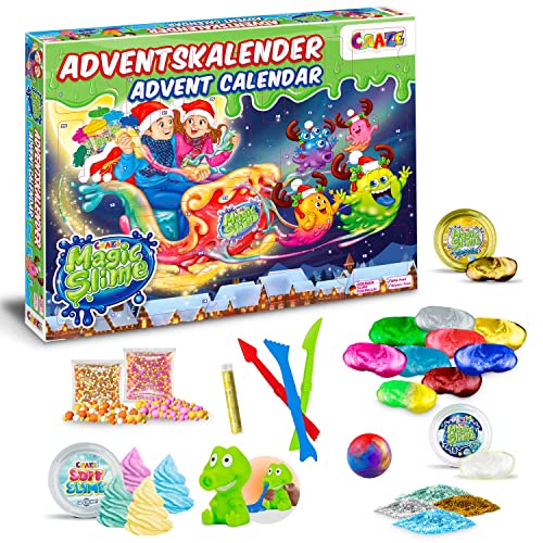 MAGIC SLIME ADVENTSKALENDER Kinder - Weihnachtskalender mit Schleim für Mädchen & Jungen, Spielzeugkalender Kinderschleim von CRAZE