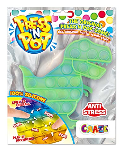 Press N Pop Craze Unisex Dino Fidget Toy sensorisches Anti Stress Spielzeug für Kinder Erwachsene Bubble Set Dinosaurier Form 37317, wunderschöne Farbkombinationen Press N Pop Craze Unisex Dino Fidget Toy sensorisches Anti Stress Spielzeug für Kinder Erwachsene Bubble Set Dinosaurier Form 37317, wunderschöne Farbkombinationen von CRAZE
