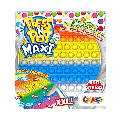 Press N Pop PressNPop Kreis Craze Maxi XXL Fidget Toy sensorisches Anti Stress Spielzeug für Kinder Erwachsene Bubble Set Kreisform Bunte Motive 37430, wunderschöne Farbkombinationen von CRAZE