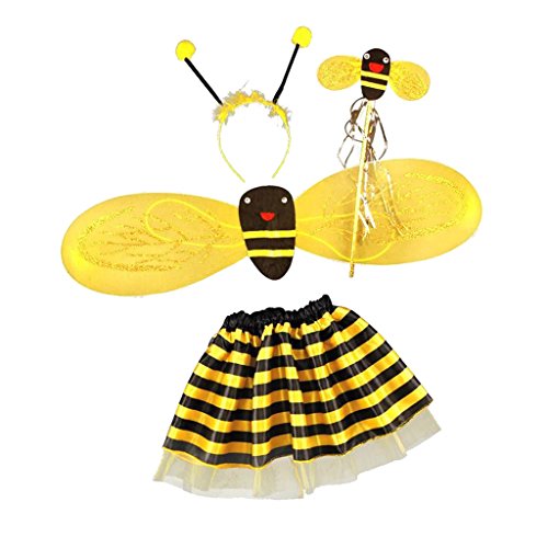 CRDARAAV 4-teiliges Hummel-Kostüm für Mädchen, Honig, Fee, Halloween, Kostümparty CRDARAAV 4-teiliges Hummel-Kostüm für Mädchen, Honig, Fee, Halloween, Kostümparty von CRDARAAV
