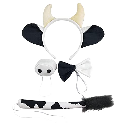 CRDARAAV 4-teiliges Tierkostüm-Set mit Ohren, Stirnband, Nase, Fliege, Schwanz für Kinder, Schwarz von CRDARAAV