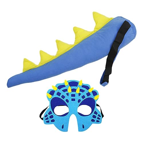 CRDARAAV Dinosaurier-Schwanzmasken-Set, Maskerade, Ostern, Geburtstag, Requisiten, Drachenkostüm, Blau von CRDARAAV