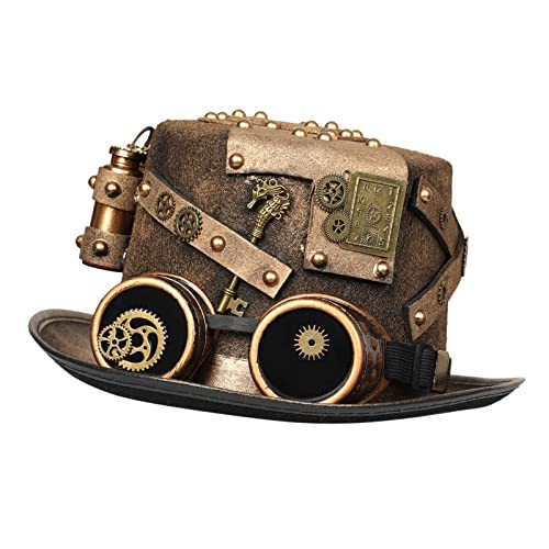CRDARAAV Steampunk Hüte Performance Bowler Hut Bühne Magischer Hut für Punk Cosplay 60cm-61cm Braun CRDARAAV Steampunk Hüte Performance Bowler Hut Bühne Magischer Hut für Punk Cosplay 60cm-61cm Braun von CRDARAAV