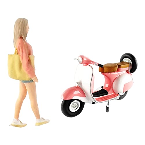Handbemalte 1/64 Figuren Mädchen Motorrad Zug Eisenbahn Layout S Maßstab Rosa von CRDARAAV