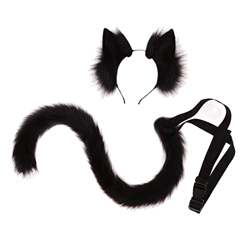 Katzenohren und -schwanz, Kunstfell, langer Schwanz für Anime, Cosplay, Kostüm, Schwarz, 2 Stück Katzenohren und -schwanz, Kunstfell, langer Schwanz für Anime, Cosplay, Kostüm, Schwarz, 2 Stück von CRDARAAV