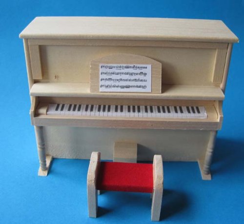 CREAL SàRL Puppenhaus Klavier Piano mit Hocker Musikinstrument Puppenmöbel 1:12 (Natur) von CREAL SàRL